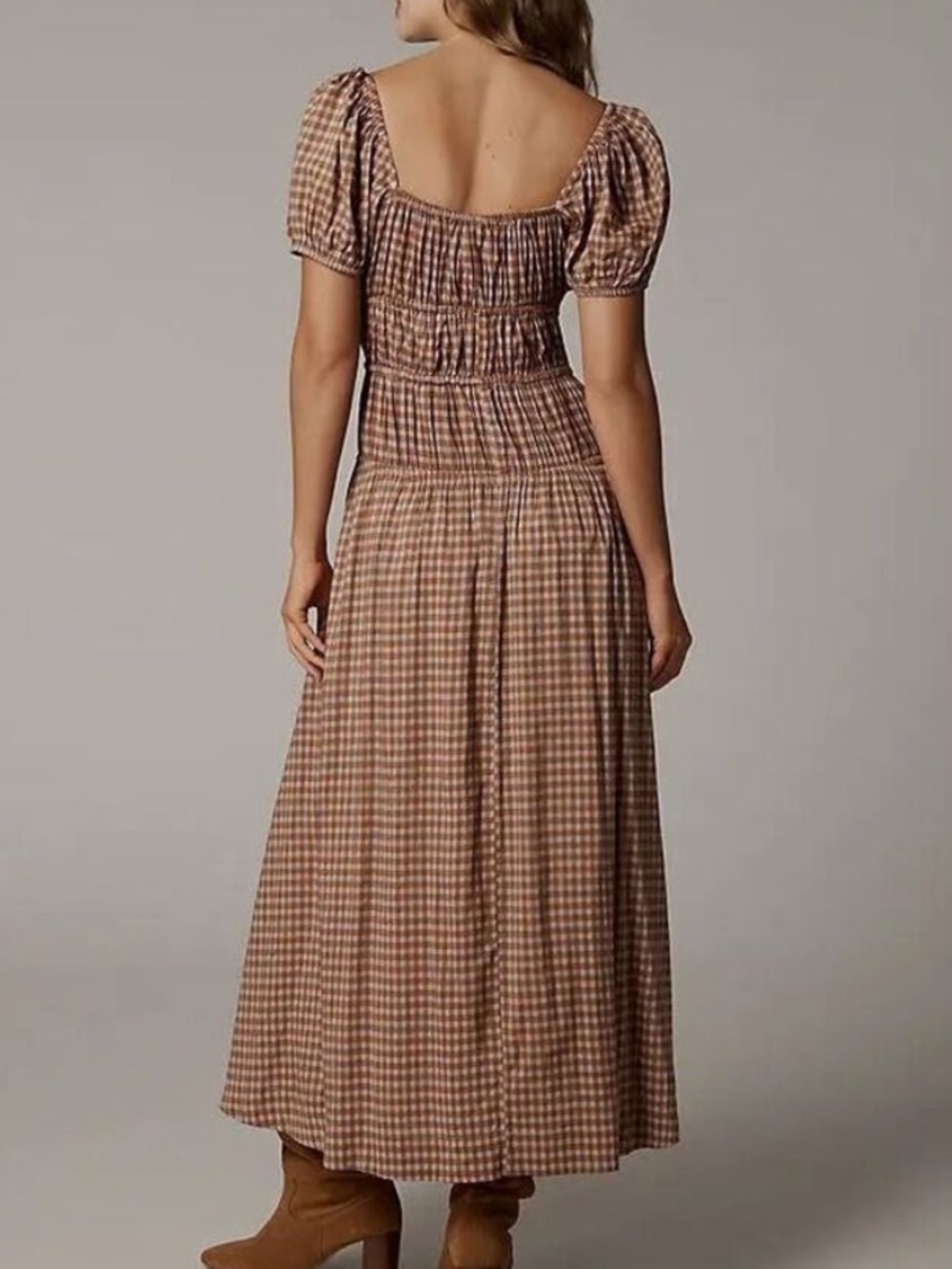 NWT REFORMATION Rhett Gingham Puff Dress - Picture 5 of 10